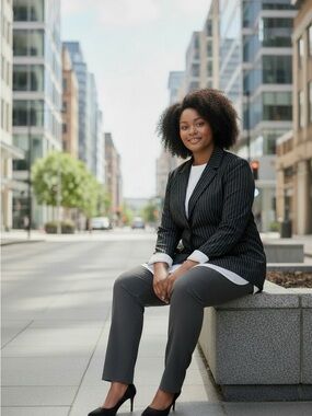 Tailored Black Pinstripe Women's Blazer - Modern Professional Jacket